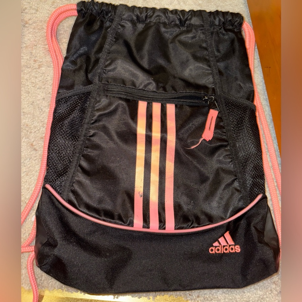 Adidas Black and Pink Sports Sack